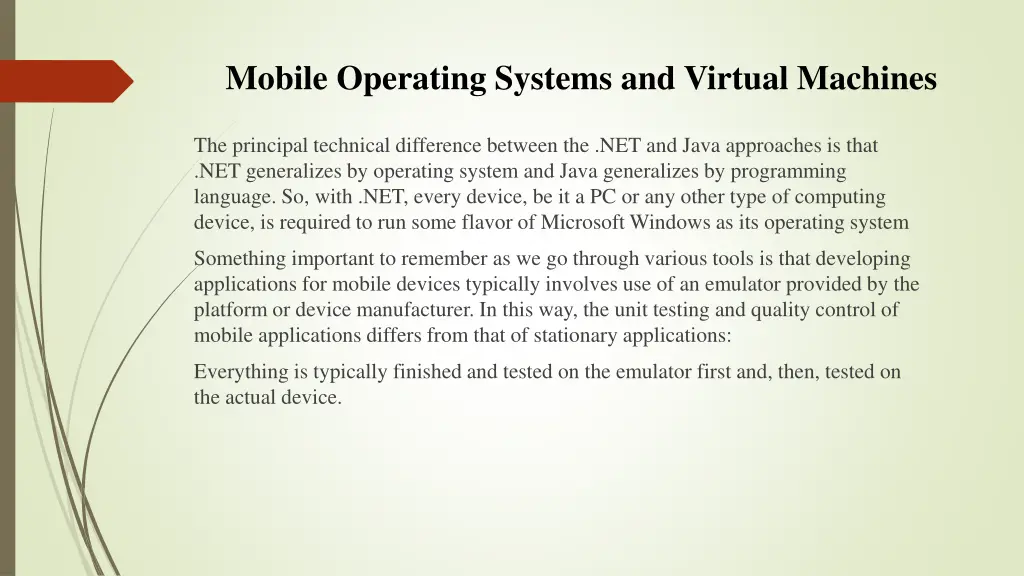 mobile operating systems and virtual machines 1