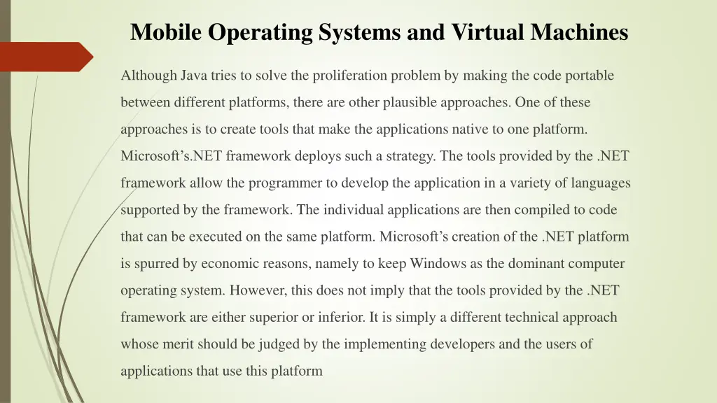 mobile operating systems and virtual machines