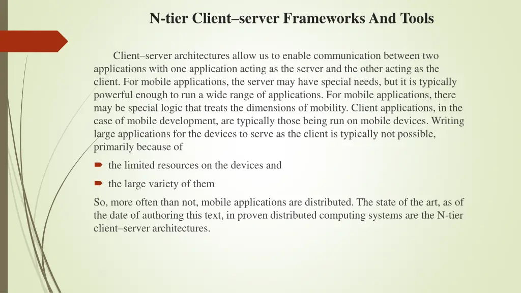 n tier client server frameworks and tools