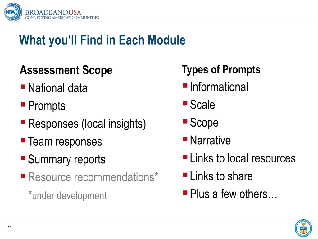 what you ll find in each module