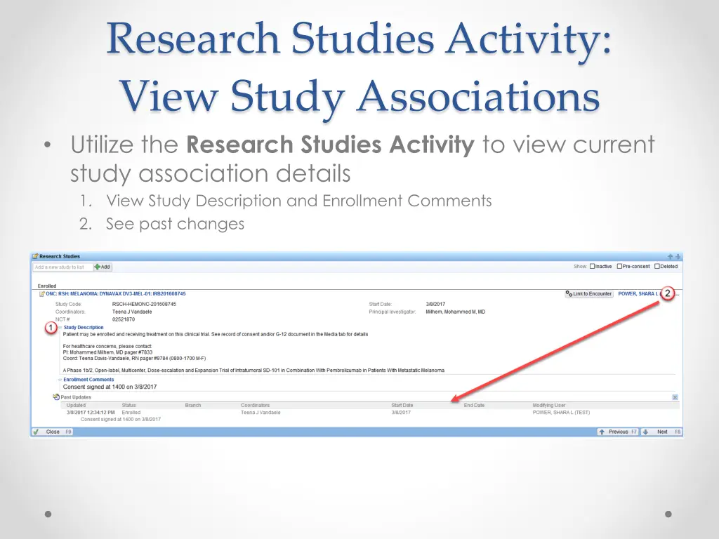 research studies activity view study associations