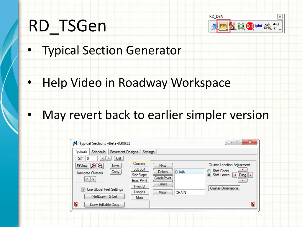 rd tsgen typical section generator