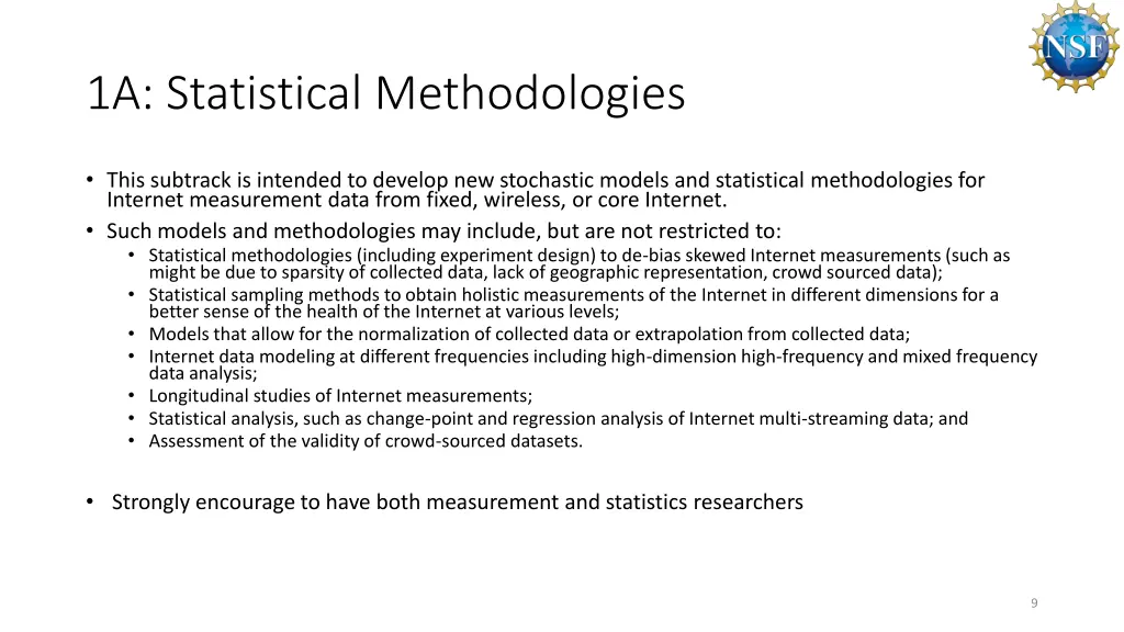 1a statistical methodologies