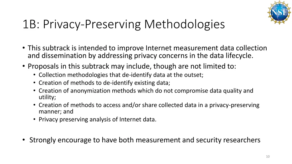 1b privacy preserving methodologies