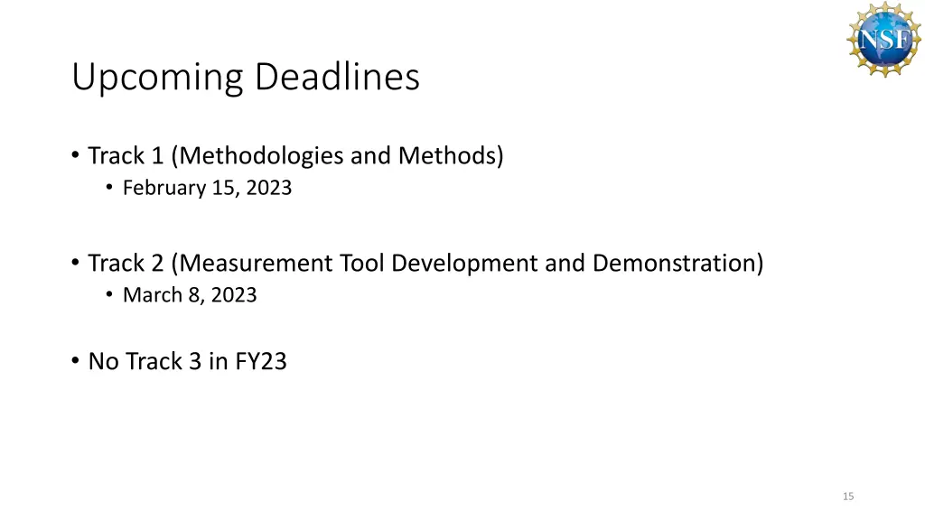 upcoming deadlines