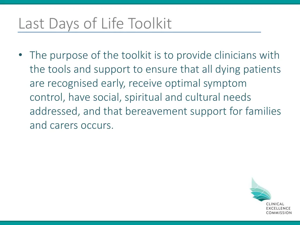 last days of life toolkit