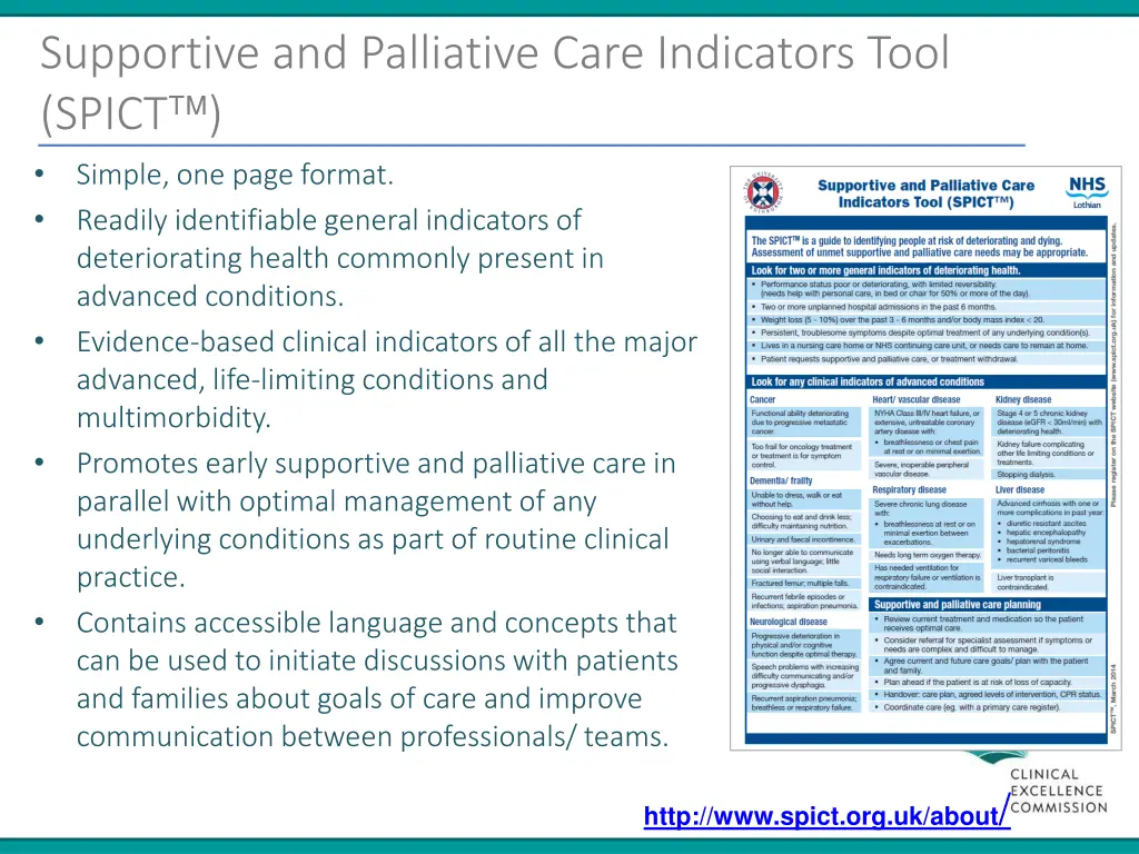 supportive and palliative care indicators tool