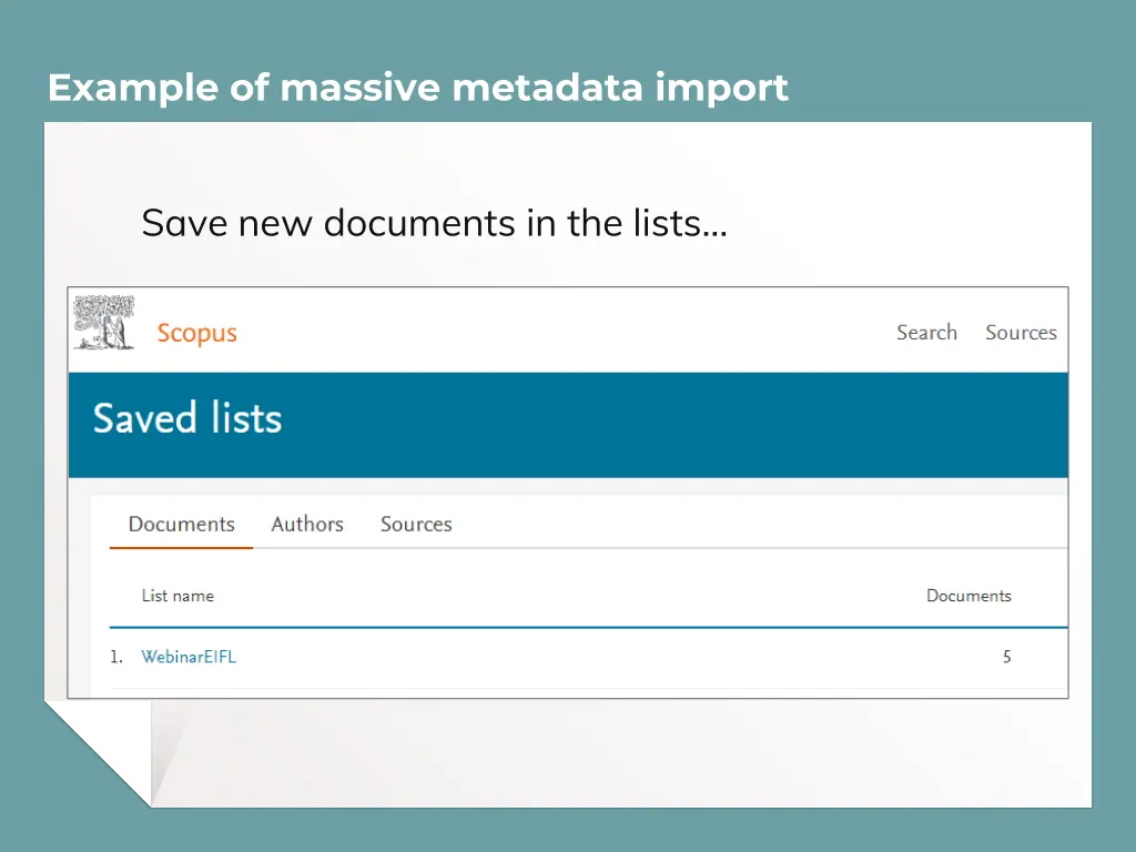 example of massive metadata import 1