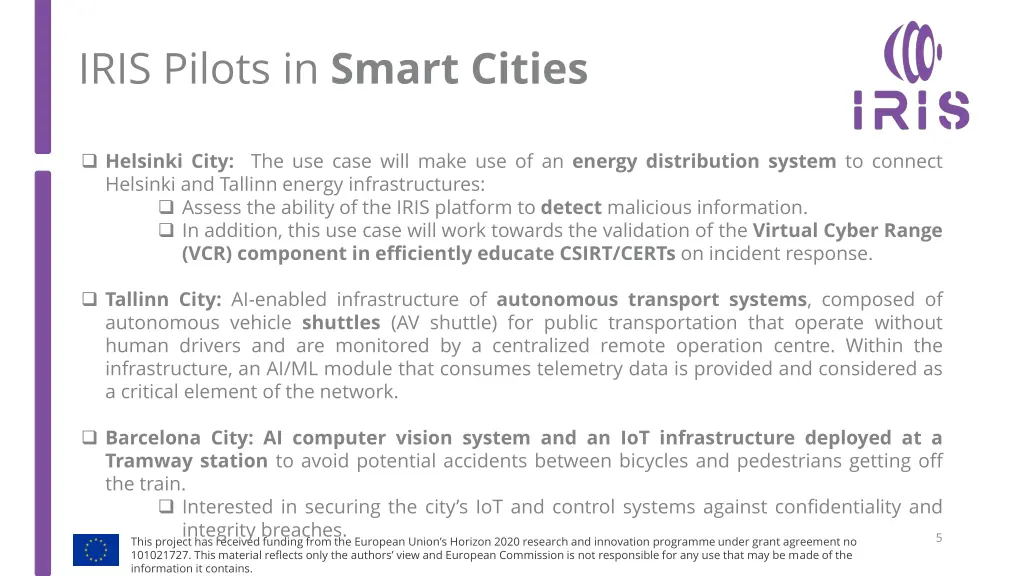 iris pilots in smart cities