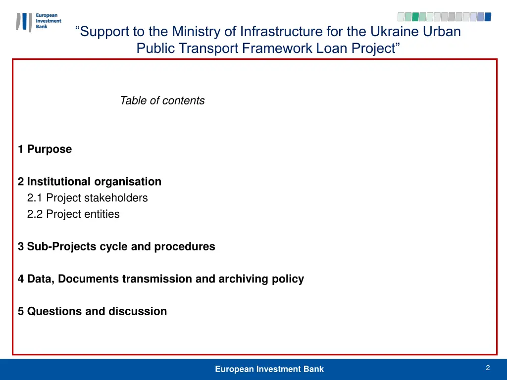 support to the ministry of infrastructure 1