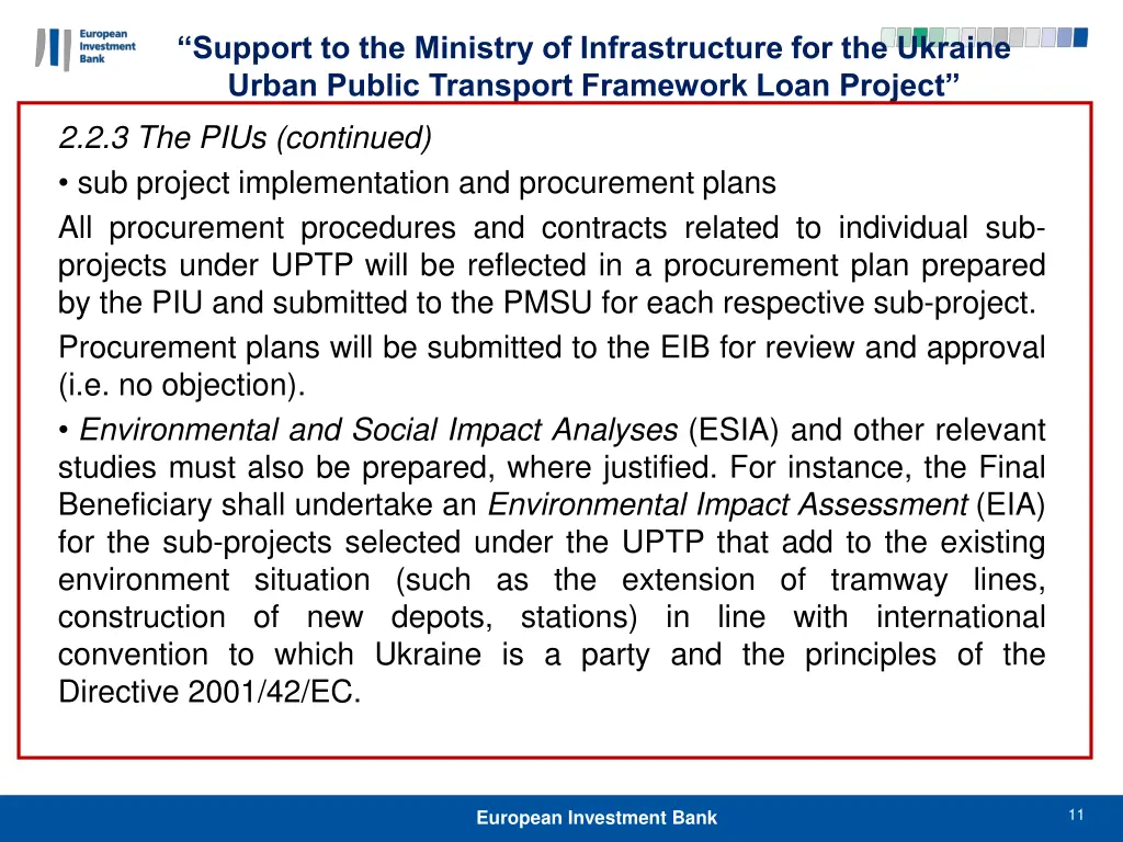 support to the ministry of infrastructure 10