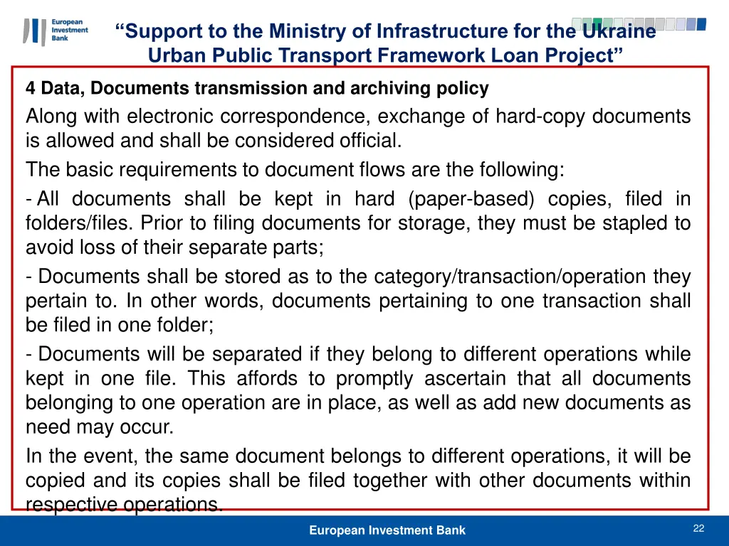 support to the ministry of infrastructure 21