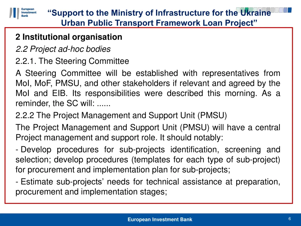 support to the ministry of infrastructure 5