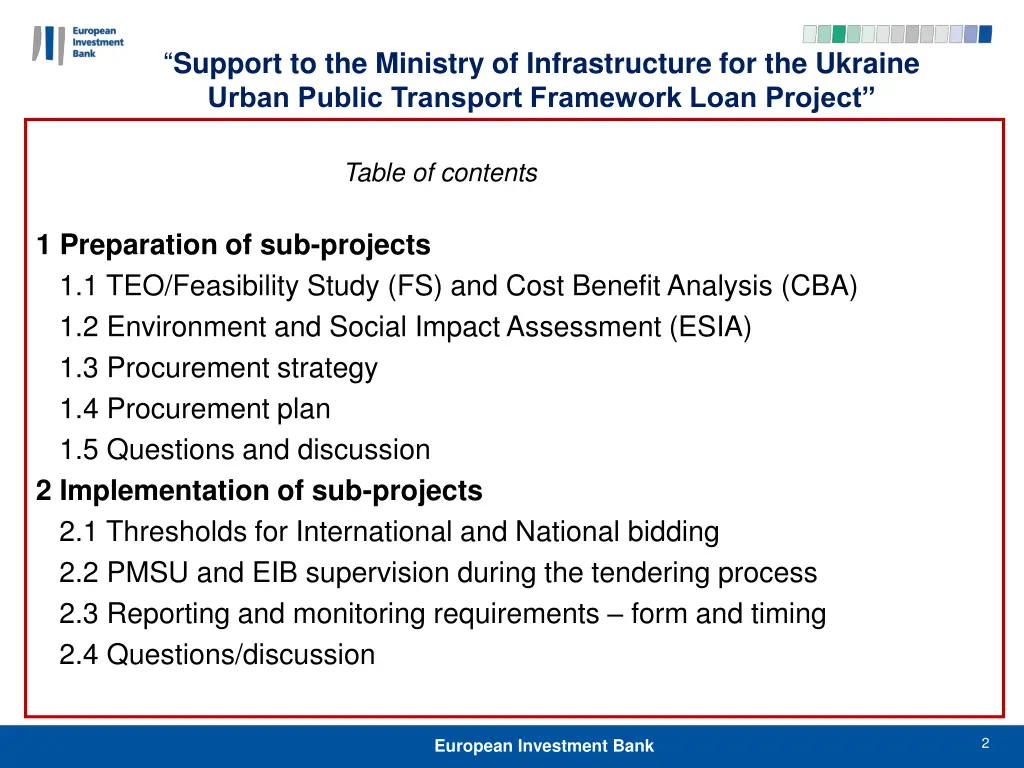 support to the ministry of infrastructure 1