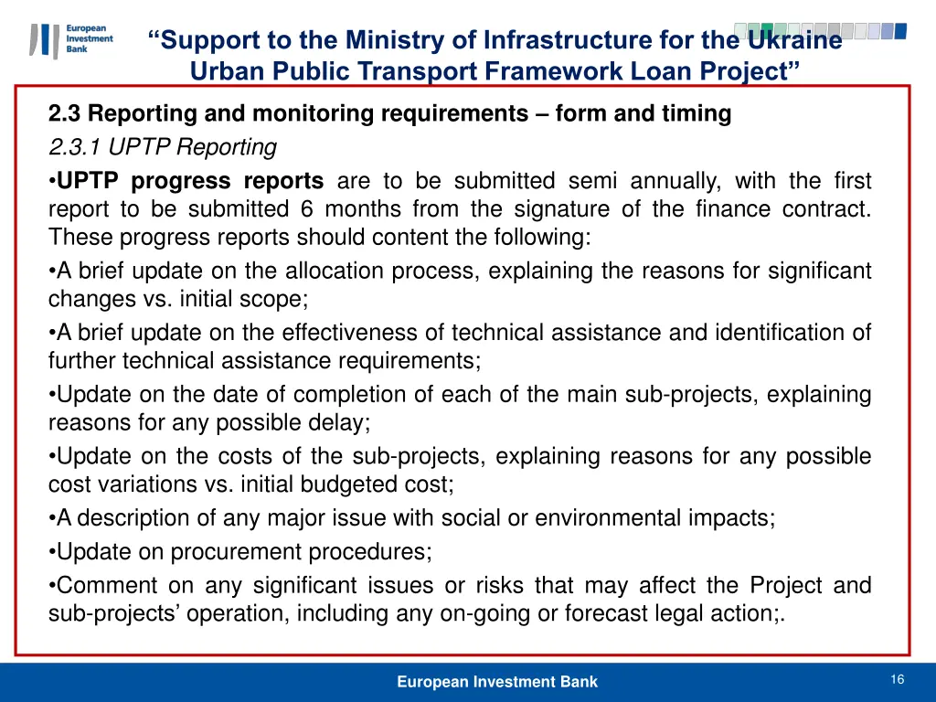 support to the ministry of infrastructure 15