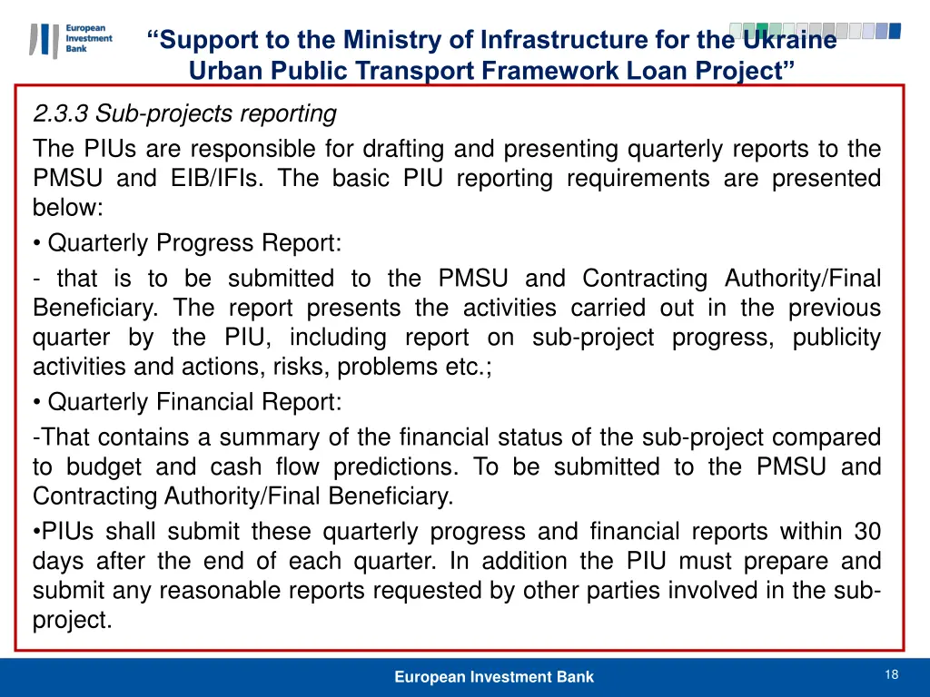 support to the ministry of infrastructure 17