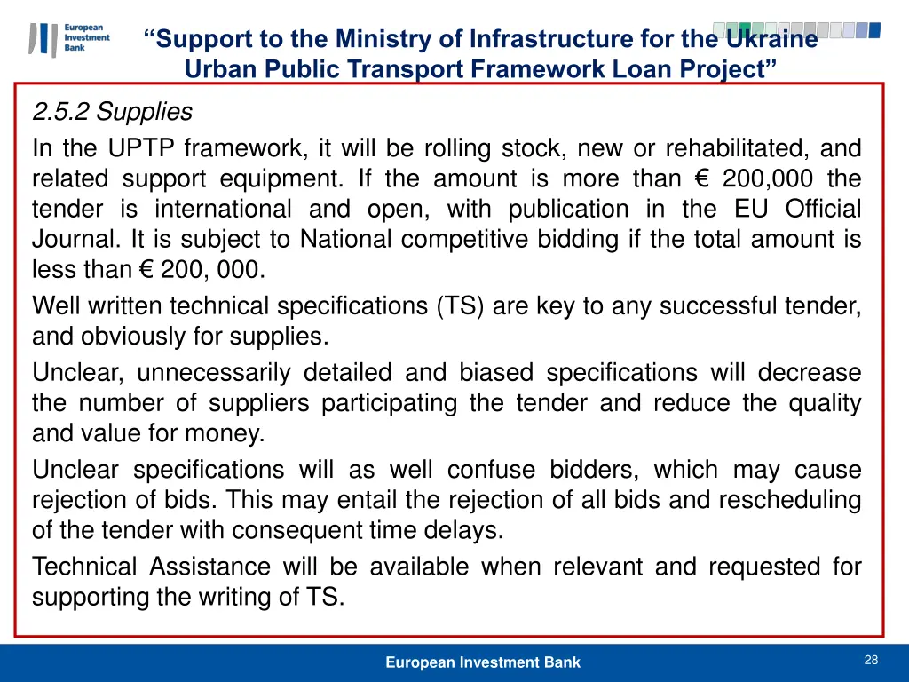 support to the ministry of infrastructure 27