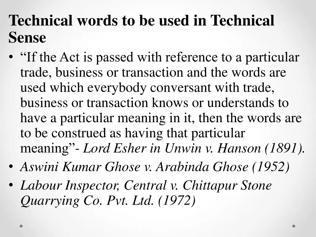 technical words to be used in technical sense