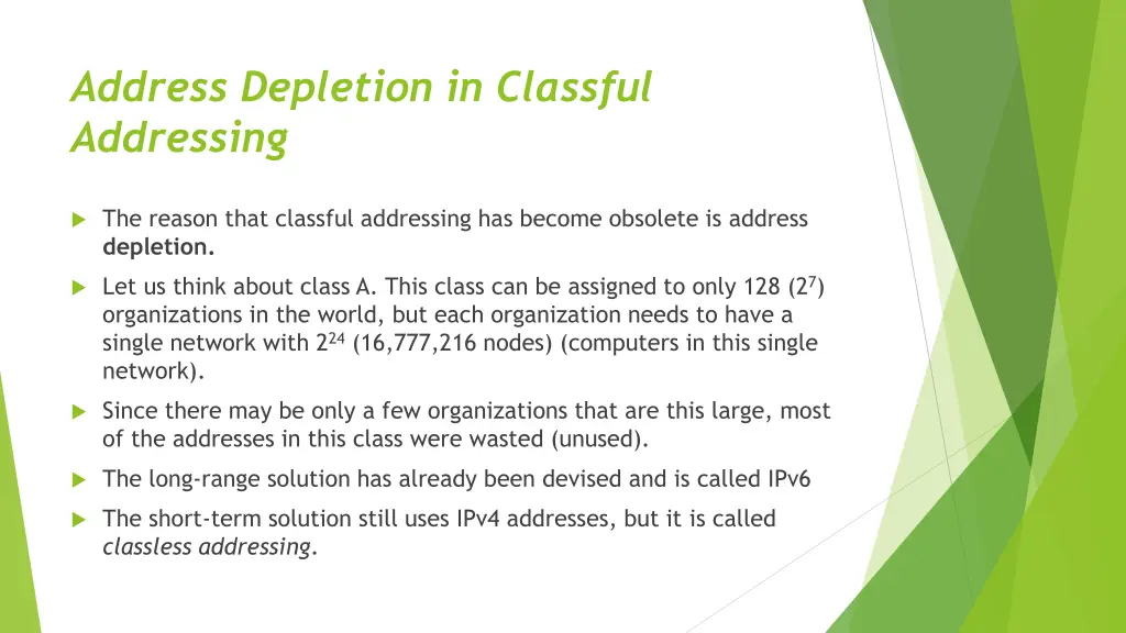 address depletion in classful addressing