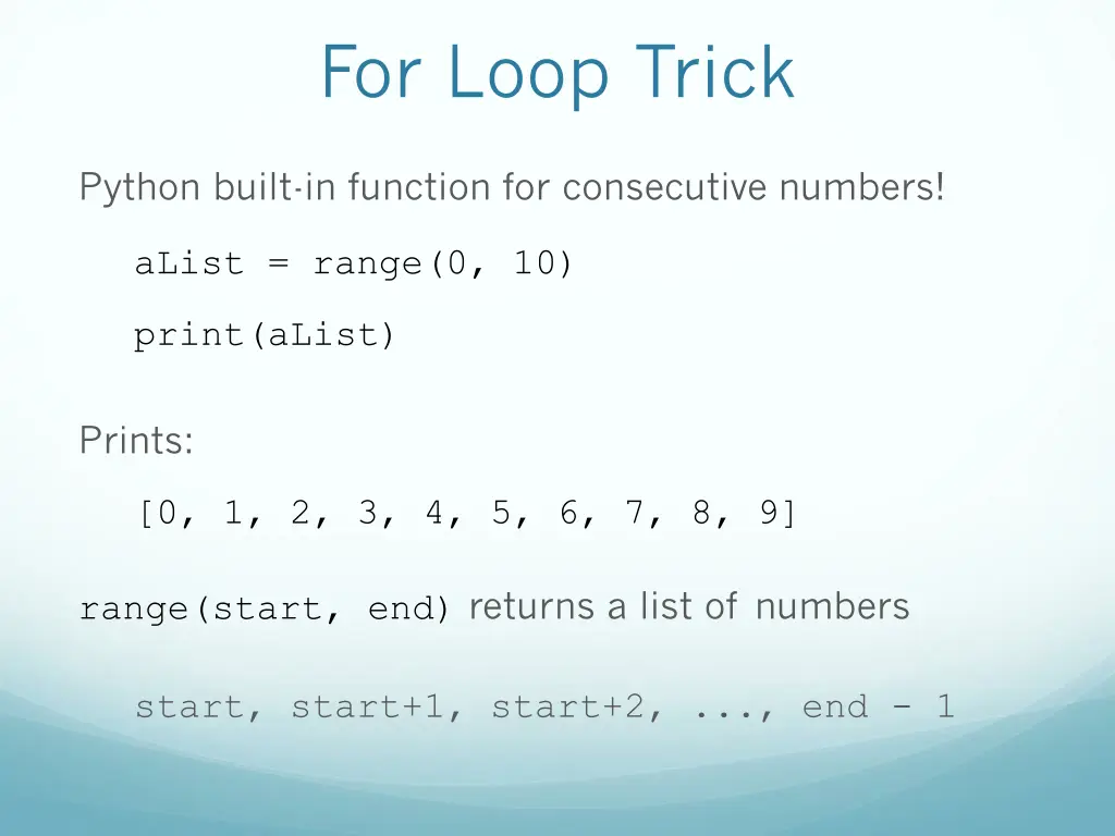 for loop trick 1