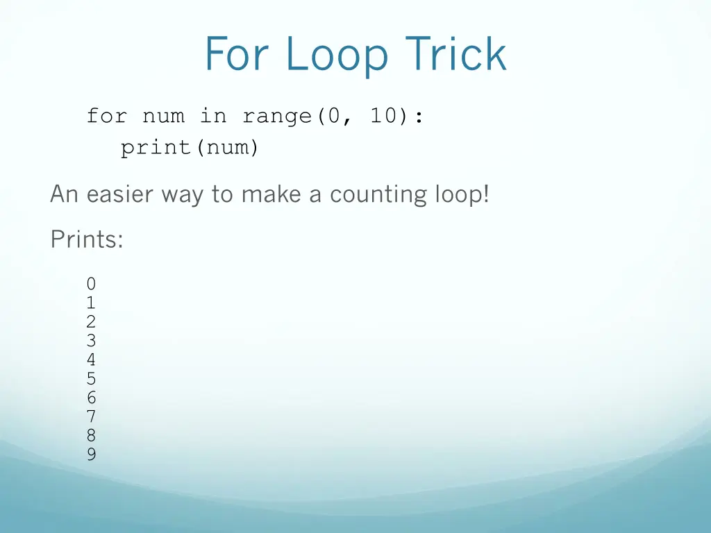 for loop trick 3