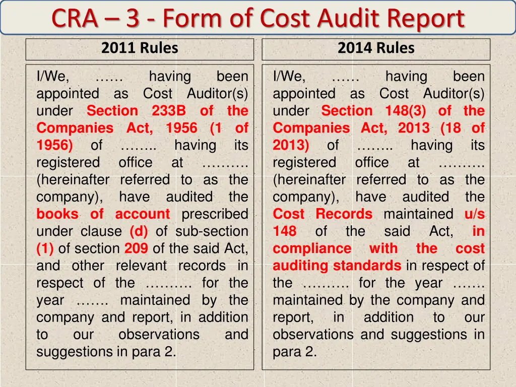 cra 3 form of cost audit report 2011 rules 1