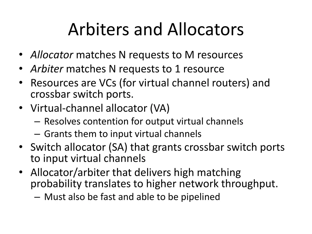 arbiters and allocators