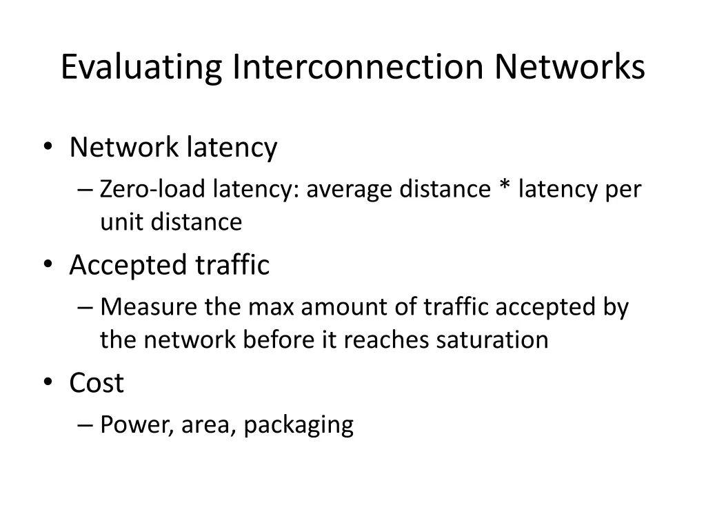 evaluating interconnection networks