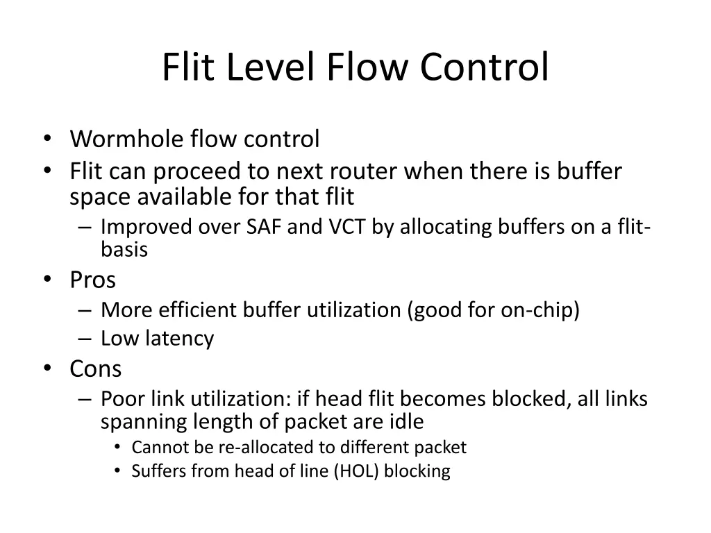 flit level flow control