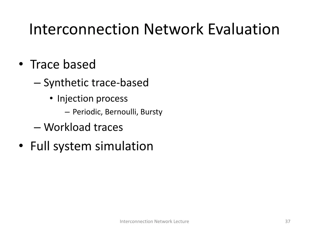 interconnection network evaluation