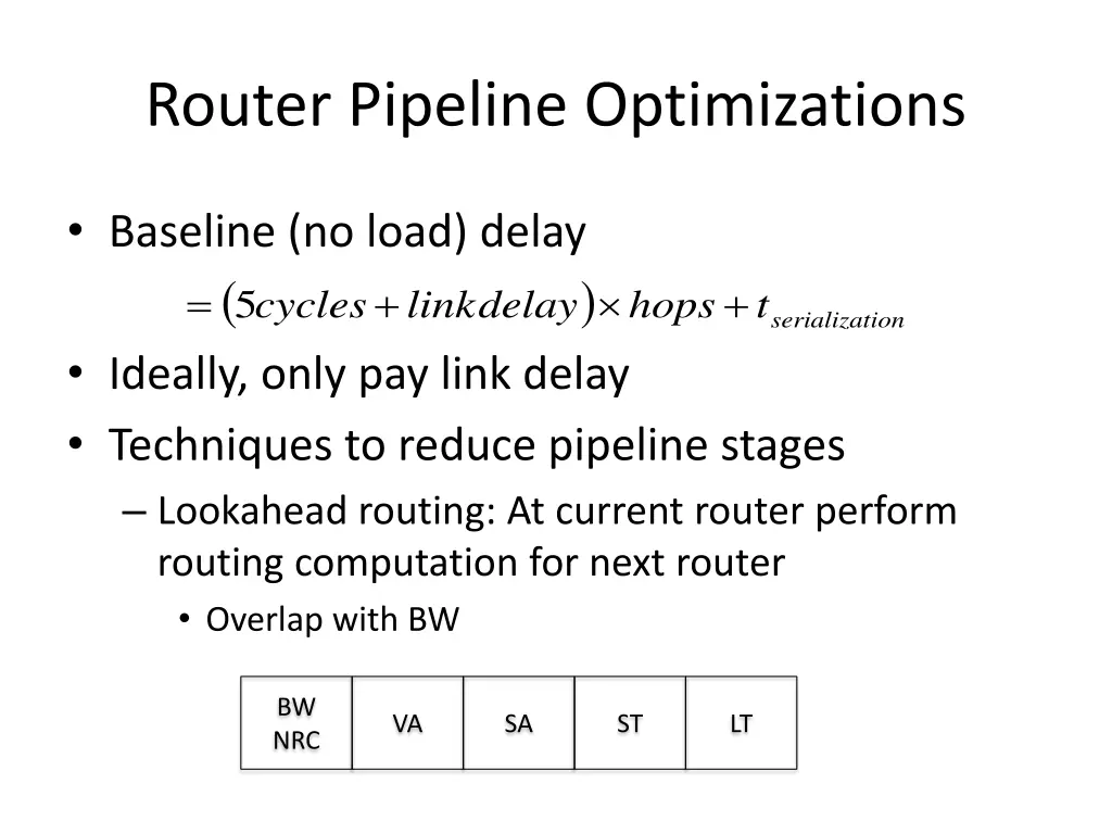 router pipeline optimizations