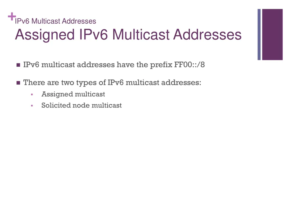 ipv6 multicast addresses assigned ipv6 multicast