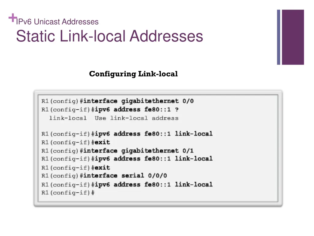 ipv6 unicast addresses static link local addresses