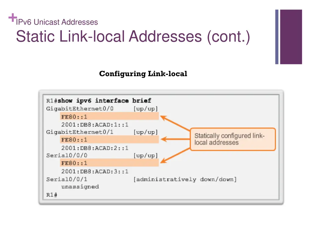 ipv6 unicast addresses static link local