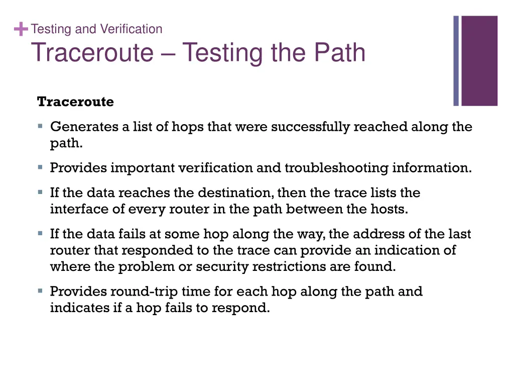 testing and verification traceroute testing