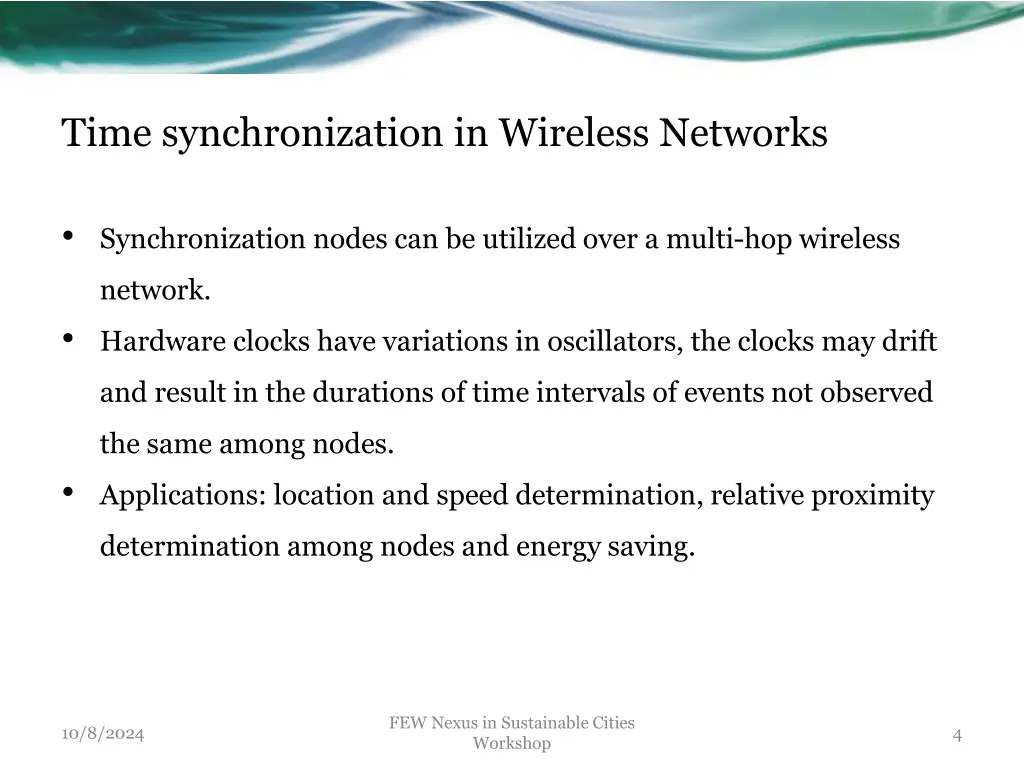 time synchronization in wireless networks