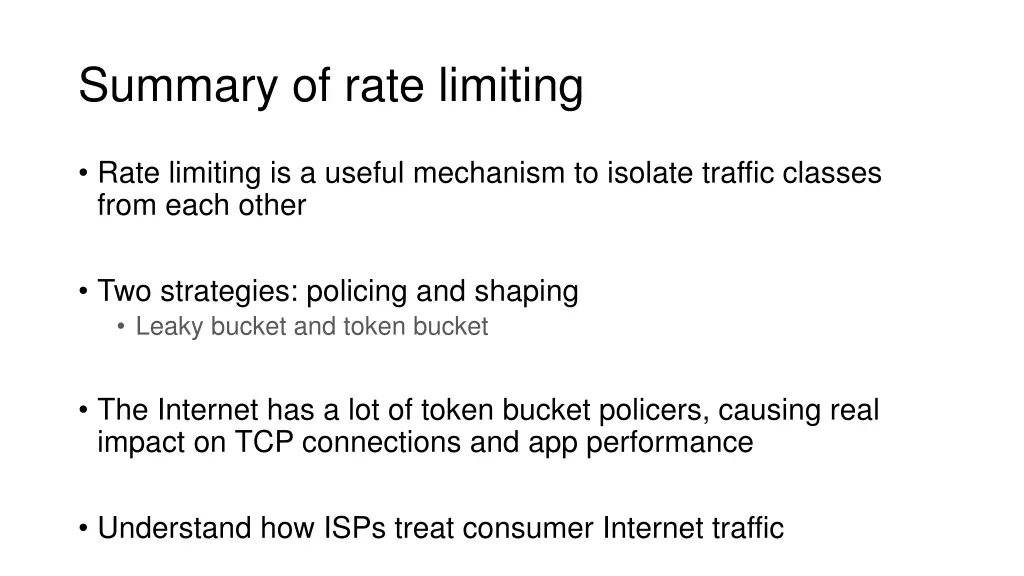 summary of rate limiting