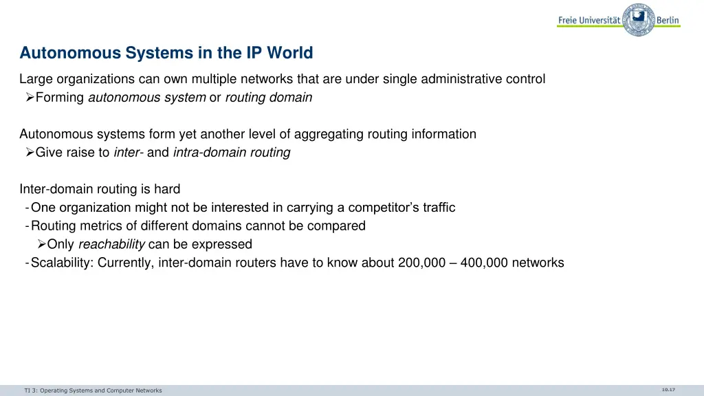 autonomous systems in the ip world