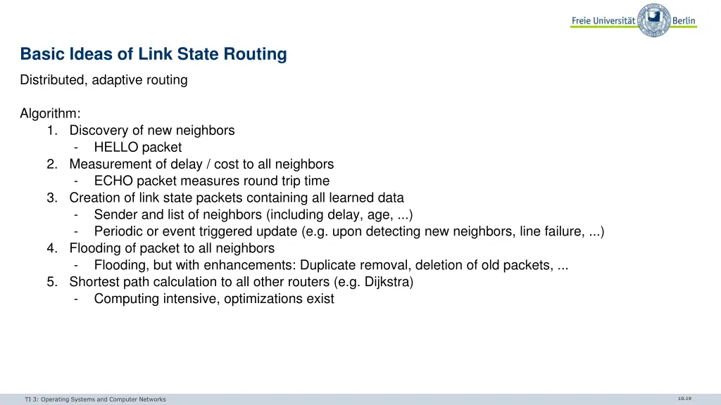 basic ideas of link state routing