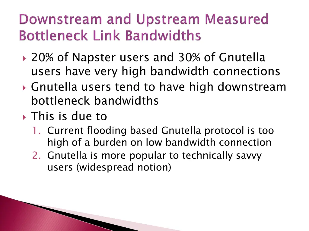 20 of napster users and 30 of gnutella users have