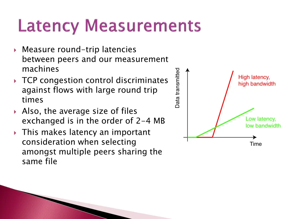 measure round trip latencies between peers