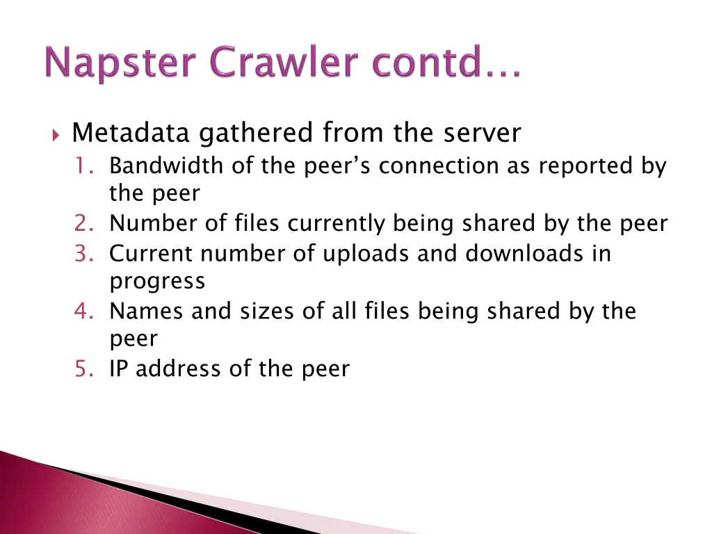 metadata gathered from the server 1 bandwidth