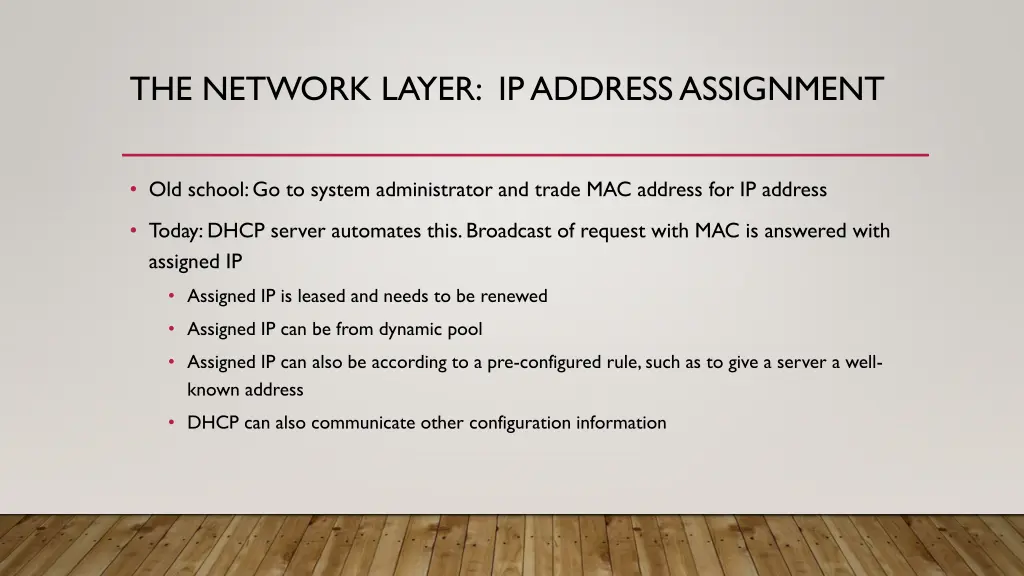 the network layer ip address assignment