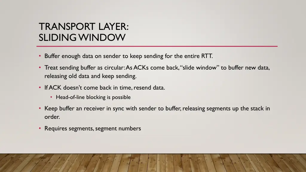 transport layer sliding window