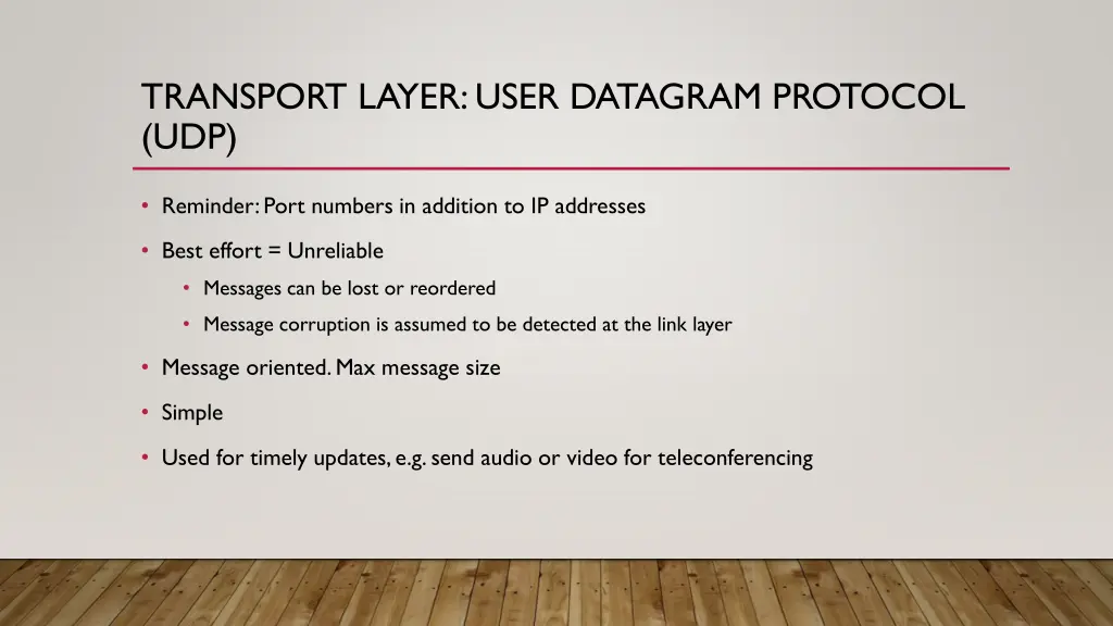 transport layer user datagram protocol udp