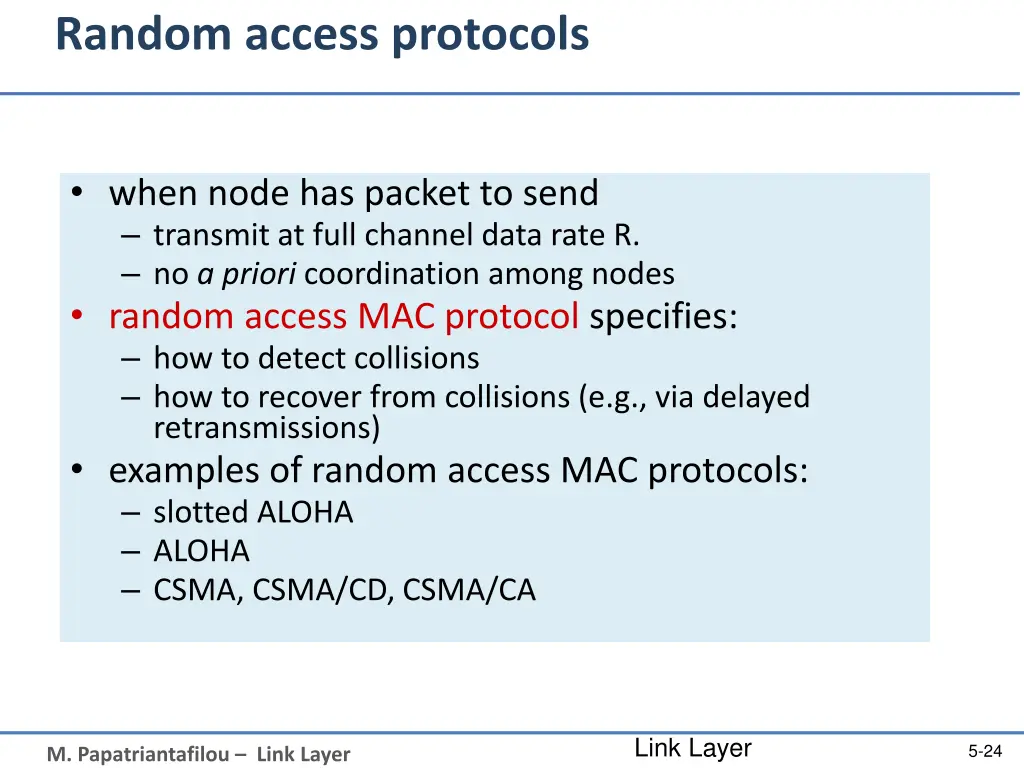 random access protocols