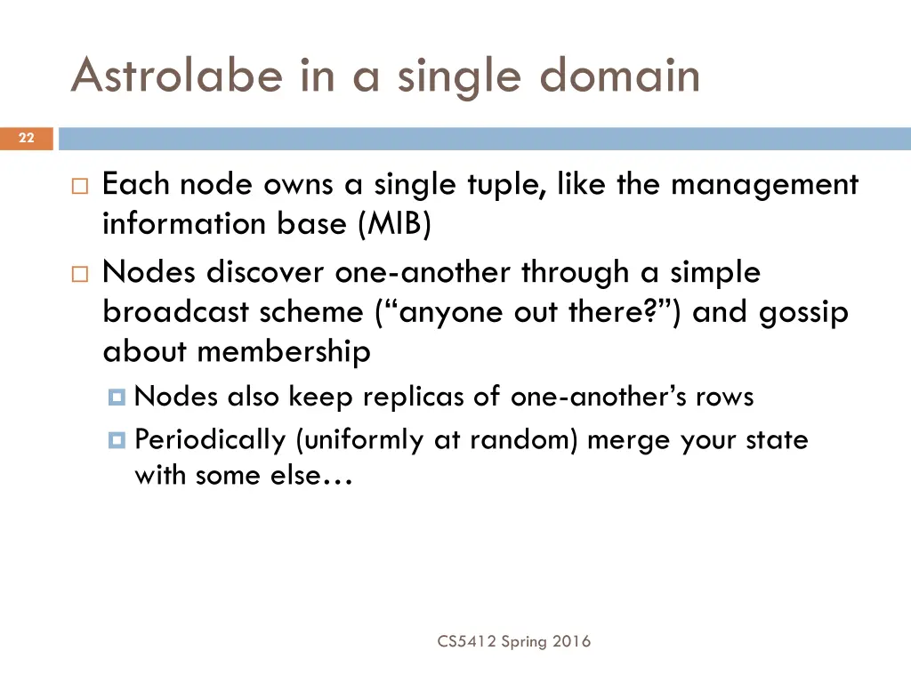 astrolabe in a single domain