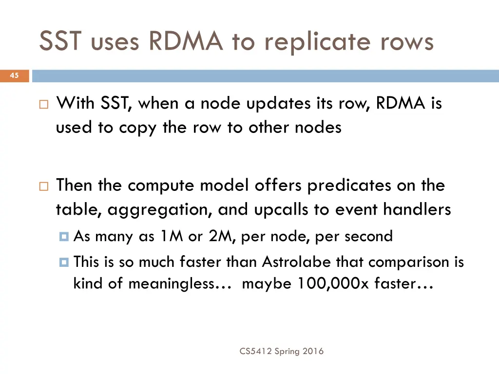 sst uses rdma to replicate rows