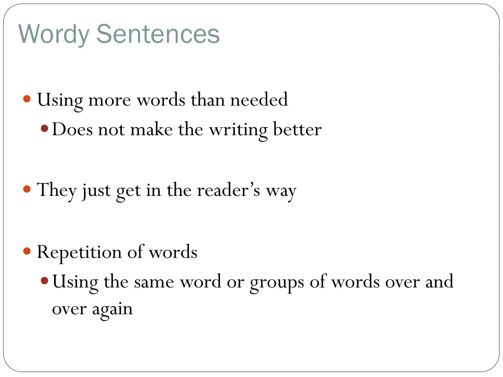 wordy sentences