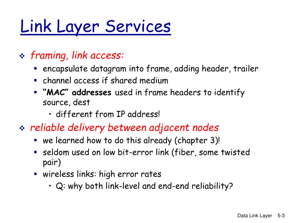 link layer services